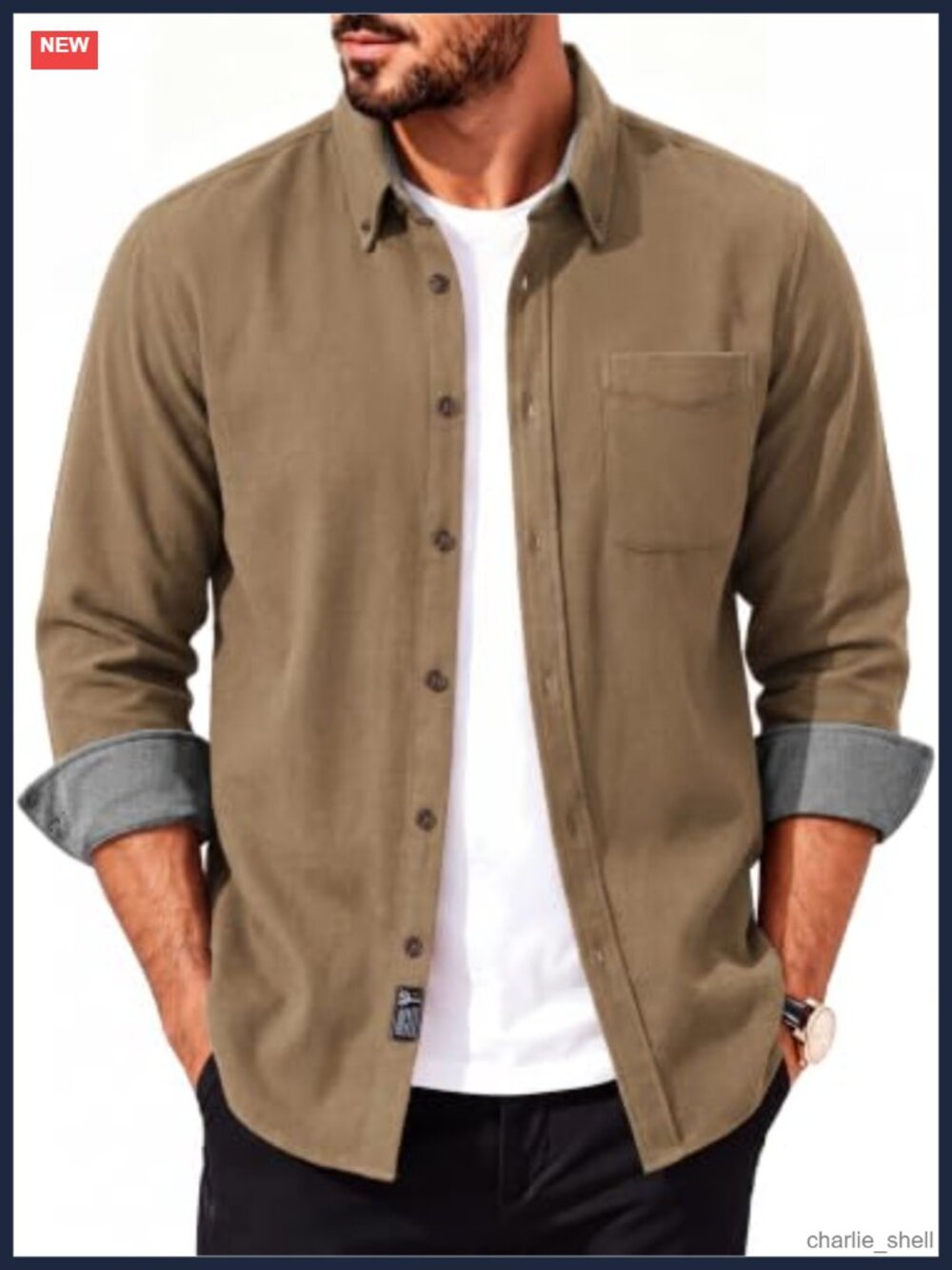 PJ PAUL JONES Mens Flannel Button Down Shirt 100% Brushed Cotton Long Sleeve